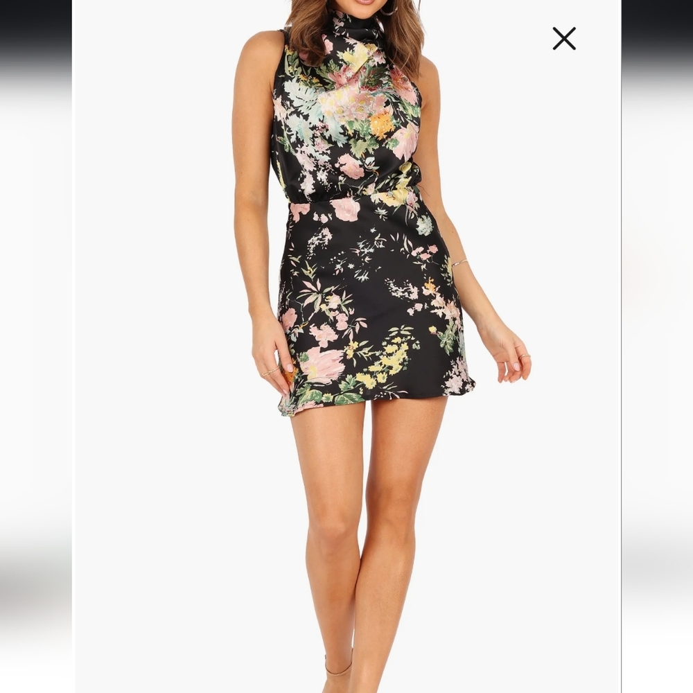 NWT Petal & Pup Anabelle Floral Halter satin mini dress size XL